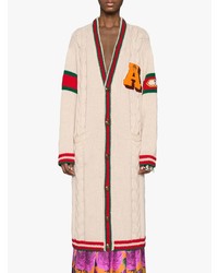 Gucci Embroidered Chunky Cable Knit Cardigan
