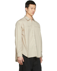 Rito Structure Beige Cotton Tuck Shirt