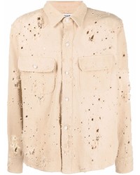 MSGM Distressed Long Sleeve Flap Pocket Shirt