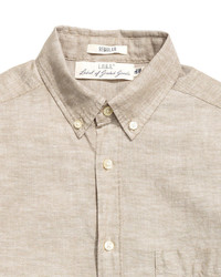 H&M Linen Blend Shirt Gray Melange