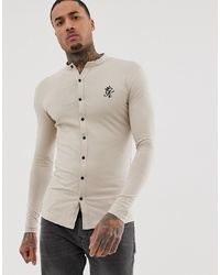 Gym King Muscle Fit Grandad Shirt In Jersey