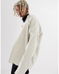 Collusion Oversized Cord Shirt In Beige