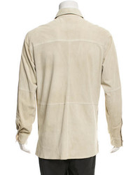 Brioni Perforated Suede Shirt Jacket