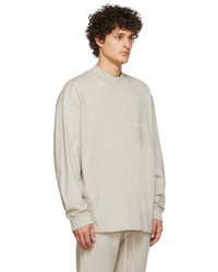 Essentials Beige Cotton Jersey Long Sleeve T Shirt