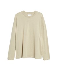 Topman Long Sleeve Cotton T Shirt In Stone At Nordstrom