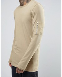 Asos Longline Muscle Long Sleeve T Shirt With Ma1 Pocket
