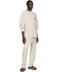 Essentials Off White Cotton Long Sleeve T Shirt