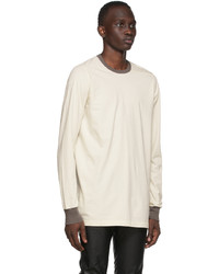 Rick Owens Off White Grey Banded Long Sleeve T Shirt
