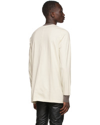 Rick Owens Off White Grey Banded Long Sleeve T Shirt