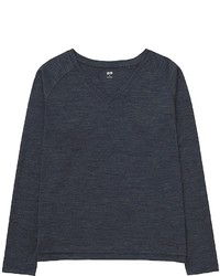 Uniqlo Wool Blend V Neck Long Sleeve T Shirt
