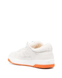 Santoni Embroidered Logo Leather Low Top Sneakers