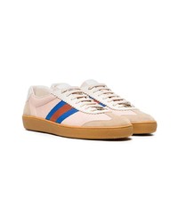 Gucci Neutral G74 Web Leather Sneakers