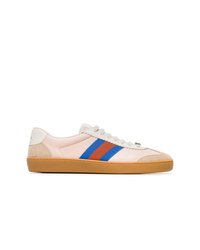 Gucci Neutral G74 Web Leather Sneakers