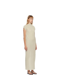 Jil Sander Off White Pleated Turtleneck Dress