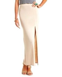 Charlotte Russe High Waisted Front Slit Maxi Skirt