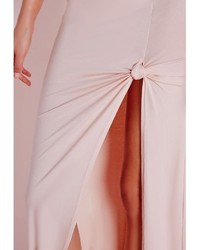 Missguided Tie Knot Maxi Skirt Nude