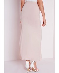 Missguided Tie Knot Maxi Skirt Nude