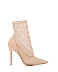 Beige Mesh Ankle Boots
