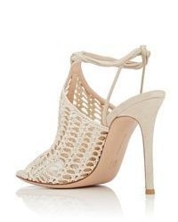 Gianvito Rossi Crochet Ankle Tie Sandals Colorless