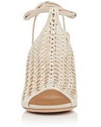 Gianvito Rossi Crochet Ankle Tie Sandals Colorless