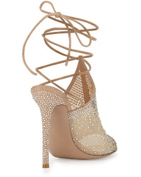 Gianvito Rossi Crystal Mesh Ankle Wrap Sandal