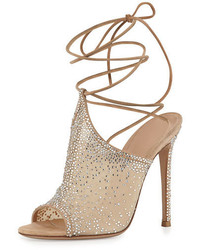 Gianvito Rossi Crystal Mesh Ankle Wrap Sandal