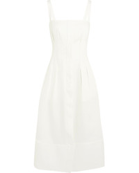 Barbara Casasola Linen Blend Midi Dress Cream