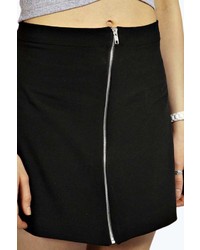 Boohoo Hana Zip Front Woven A Line Mini Skirt