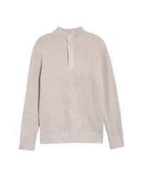 Madewell Button Up Mock Neck Merino Wool Blend Sweater