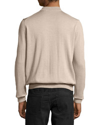 Neiman Marcus Mock Neck Pullover Sweater Chameau