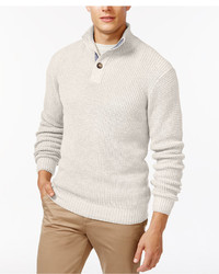 Weatherproof Tuck Stitch Mock Collar Sweater