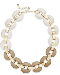 Bar Iii Gold Tone Ivory And Beige Resin Link Collar Necklace