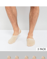 ASOS DESIGN Invisible Socks In Beige 5 Pack