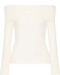 The Row Derian Off The Shoulder Stretch Jersey Top Cream