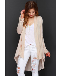 Ark & Co Checking In Light Beige Cardigan Sweater