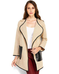 Faux Leather Trim Cardigan