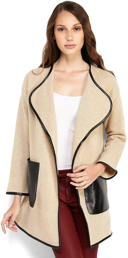 Leather deals trim cardigan