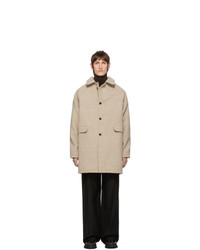 Kassl Editions Beige Wool Above The Knee Coat