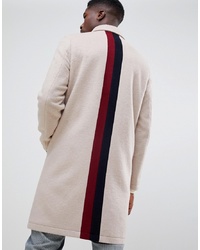 ASOS DESIGN Wool Mix Overcoat With Back Stripe In Camel