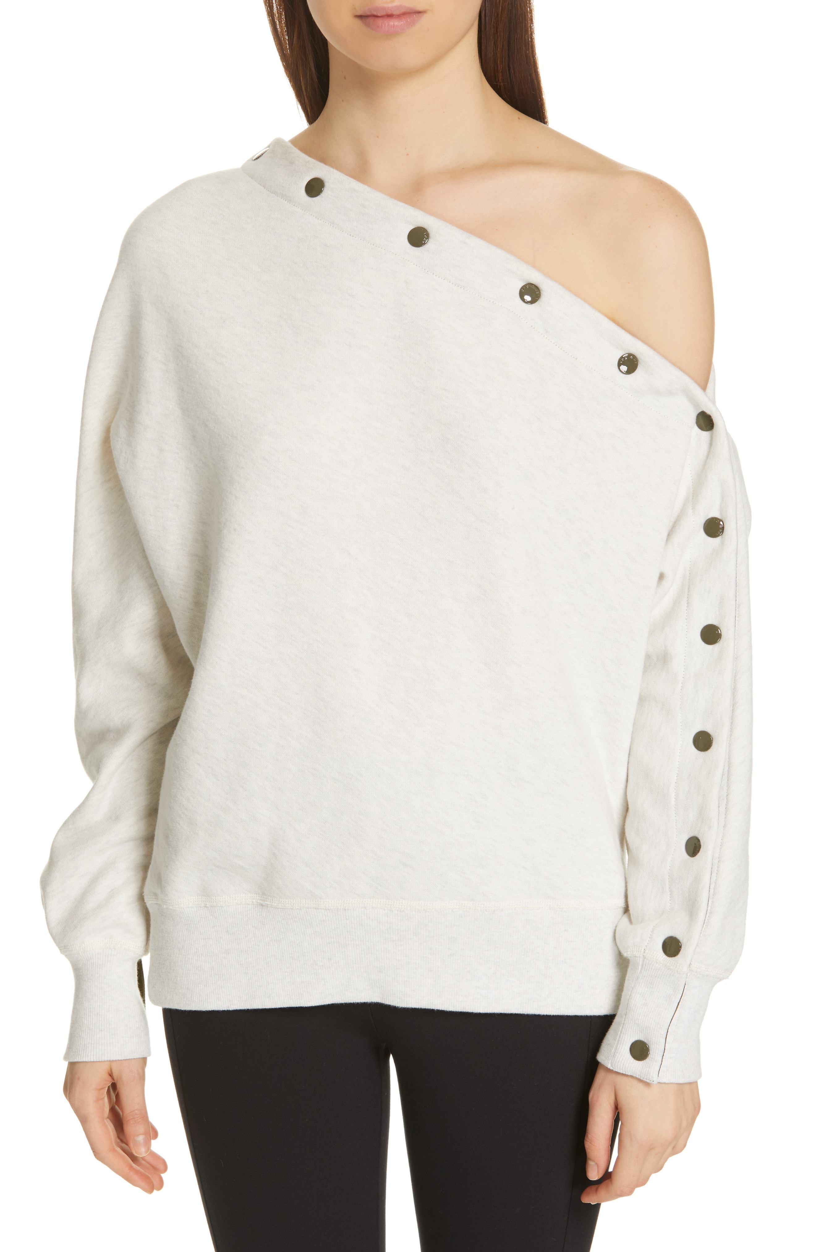 Rag Bone Kate One Shoulder Button Sleeve Sweatshirt 395 Nordstrom Lookastic