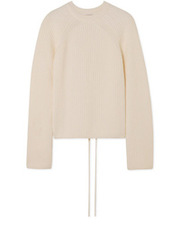 McQ Alexander McQueen Lace Up Ribbed Cotton Sweater