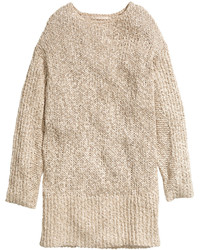 H&M Oversized Linen Blend Sweater Light Beige Ladies