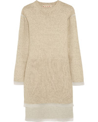 Marni Oversized Organza Trimmed Knitted Sweater