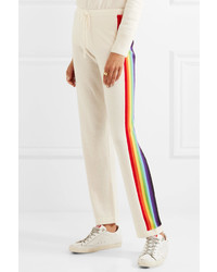 Madeleine Thompson Rainbow Cashmere Track Pants Cream
