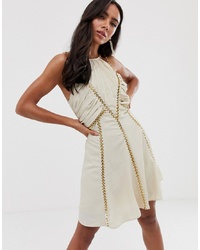 ASOS DESIGN Mini Dress With Ruched Bodice And Chain Inserts