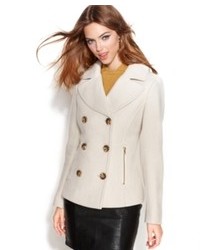 Guess Coat Double Breasted Textured Pea Coat