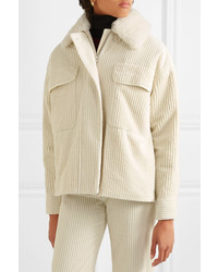 Victoria Victoria Beckham Shearling Trimmed Cotton Corduroy Jacket
