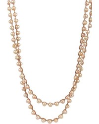 Feathered Soul Beige Pearl Long Necklace Colorless