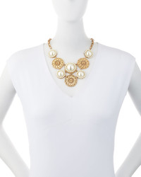 Lydell NYC Golden Acrylic Pearl Bib Necklace