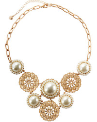 Lydell NYC Golden Acrylic Pearl Bib Necklace